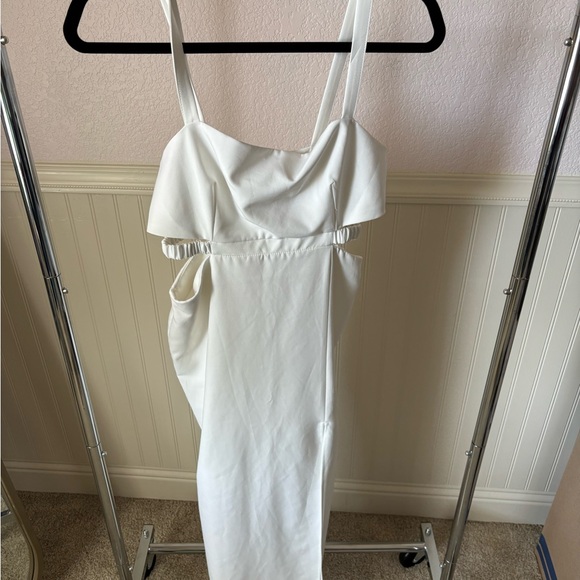 White Zara Cut Out Midi Dress - Picture 3 of 5